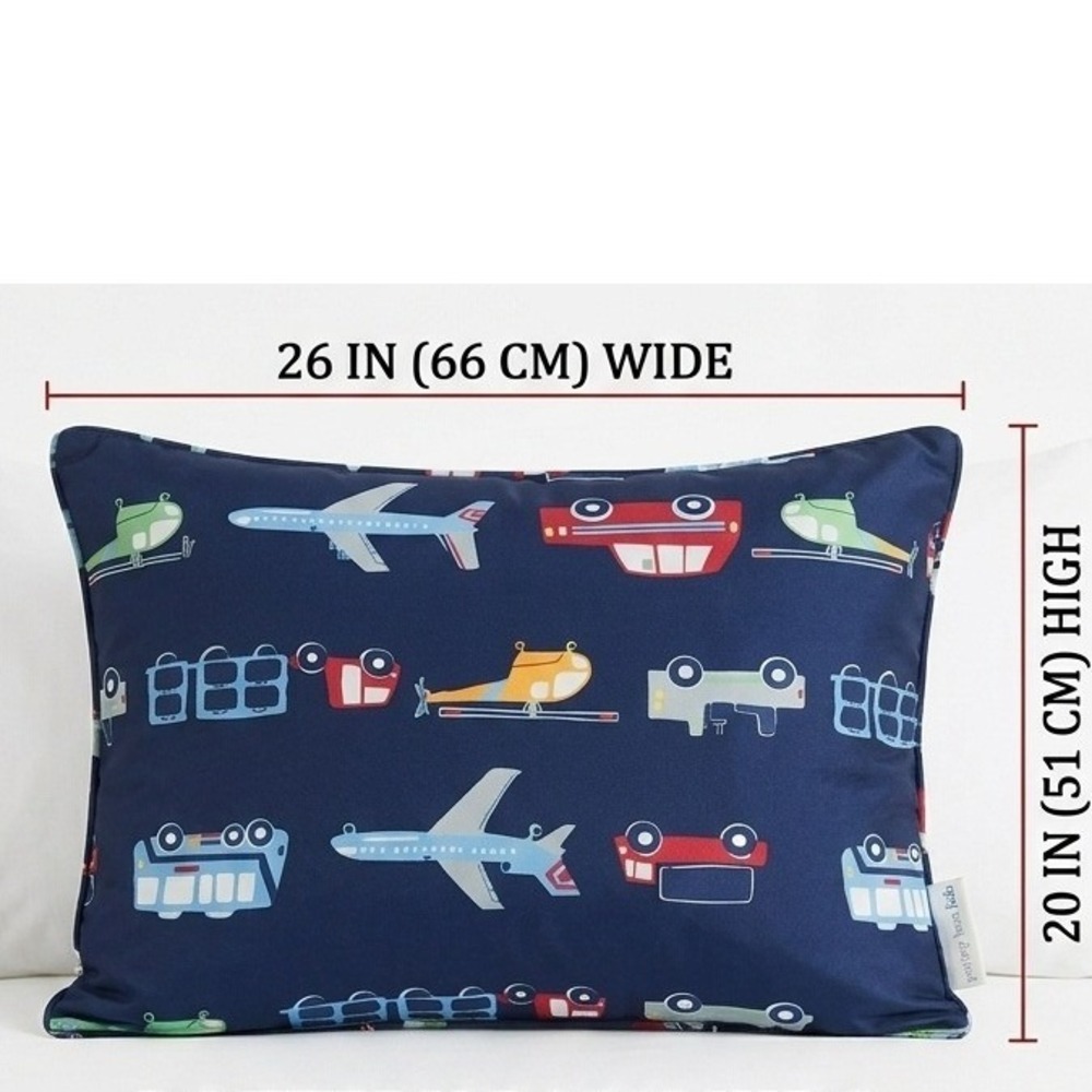 Pottery Barn Kids Navy Blue Transportation Vehicles Decorative Pillow Sham 20x26